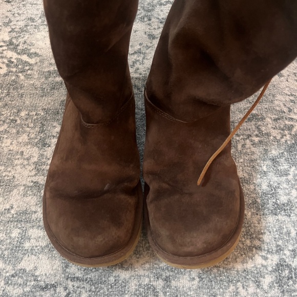UGG Upside Down Tall suede leather lace up sherpa lined warm boots | women's 9 - Picture 4 of 7